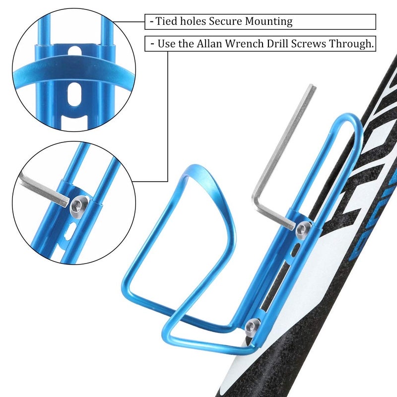 DUNCHATY Alloy Aluminum Lightweight Bike Water Bottle Cages - 2 Pack Bicycle Holder Cages - Blue - Image 2